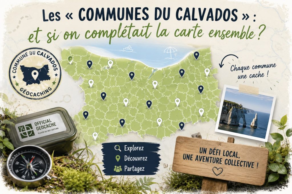 Rejoignez le projet « Communes du Calvados » et participez à la création d'une série de géocaches collaborative avec une identité visuelle commune.